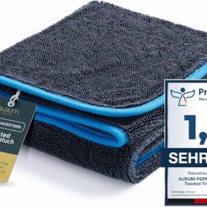 Aurum-Performance® Auto Trockentuch extrem saugstark & lackschonend – KFZ Autopflege Microfasertuch 100% fusselfrei & waschbar – Auto Mikrofasertücher, Microfaser-Tuch 90×60 cm