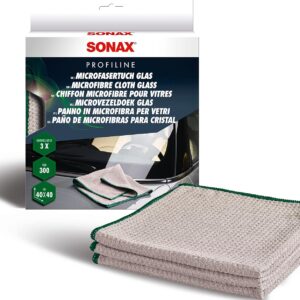 SONAX MicrofaserTuch Glas (3 Stück) saugfähig und fusselfrei für streifenfreie Sauberkeit von Scheiben und Glasoberflächen/Art-Nr. 04515410
