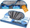 Carbigo® Box 10x Mikrofaser Glastücher – Microfasertuch Glas für streifenfreie Reinigung von Scheiben, Fenster, Gläser – Kristallklare Autoscheiben – Perfekte Microfaser Glastücher 25x25cm (400 GSM)