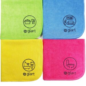 Glart (4444) 4 Stück Mikrofasertücher 40×40 cm Allzwecktücher Trockentücher Küchentücher Putztücher Haushalt Küche WC Bad Haus Garten Büro, Microfasertücher statt Baumwolle
