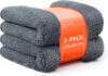 Luxshield Microfasertuch 2er Set für Auto zum Trocknen, Premium Trockentuch 1200 GSM, Autopflege Poliertuch aus Mikrofaser, 40 x 40, grau