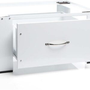 Wiltec Untergestell für Waschmaschinen max. 150 kg, Waschmaschinensockel mit Schublade, Waschmaschinenerhöhung aus Stahl für Waschmaschine u. Trockner