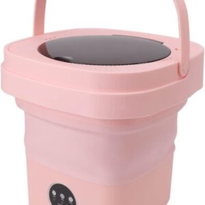 Tragbare Waschmaschine, 6,5 L, Faltbare Mini-Waschmaschine mit Schleudertrockner und 3 Modi, Tiefenreinigung Halbautomatische Tragbare Waschmaschine für Wohnmobil, Camping, Wohnung (Rosa)