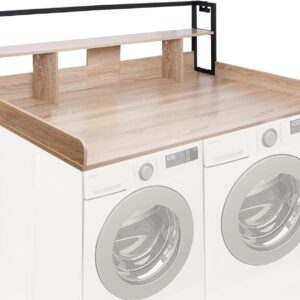 Arbeitsplatte mit 2 Ebenen für Waschmaschine und Trockner, 137,2 cm B x 69,8 cm T x 6,9 cm H, rutschfeste Unterlage für Wäsche, Arbeitsplatte, großer Raum Wäsche mit Kantenschienen zum Falten