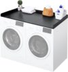 Waschtrockner-Arbeitsplatte, 69,8 cm B x 137,2 cm L, Wäsche-Arbeitsplatte mit Kantenschienen, Wäsche-Topper für Waschmaschine und Trockner mit rutschfesten Pads, Schwarz (Holz