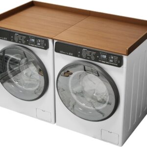 Waschtrockner-Arbeitsplatte, faltbar, Holzaufsatz mit Anti-Rutsch-Pads, 137,2 cm Breite x 69,8 cm Tiefe, Waschmaschinen- und Trocknerabdeckungen für Wäschekorb, Raum-Theken-Organisation