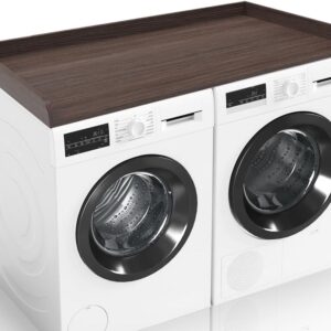 Waschtrockner-Arbeitsplatte mit Kantenschienen, 69,8 cm Tiefe x 137,2 cm, Holzarbeitsplatte für Waschmaschine und Trockner, hohe Haftung, Waschmaschinenaufsatz für Waschküchen-Organisation