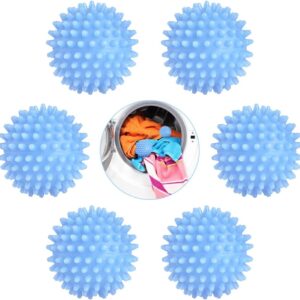 URAQT Trockner Ball, 6 Stück Waschkugel für Waschmaschine Wiederverwendbare Trocknerbälle für Wäschetrockner Zeitsparend Reinigungszubehör Waschtrockner Sauber Erweichen Kleidung Waschbälle Blau