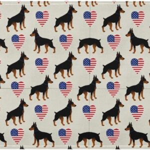 4. Juli Unabhängigkeitstag brauner Dobermann Spitzenrand Waschtrockner Abdeckung mit Seitentasche waschbar Waschmaschine Staubschutz Matte passend für die meisten Waschmaschinen oder Trockner 130 x