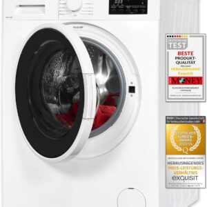 Exquisit Waschtrockner WT8614-060D weiss | Waschmaschine mit Trockner integriert 8kg & 6 kg | Kindersicherung & Startzeitvorwahl | Waschtrockner Kombi 15 Waschprogramme