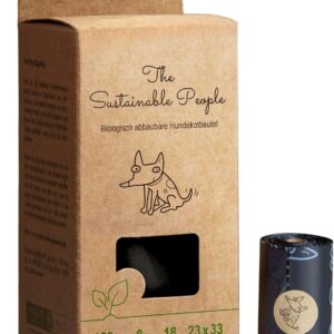 TSP Bio-abbaubare Hundekotbeutel – OK compost HOME zertifiziert – 100% heim-kompostierbar und biologisch abbaubar – Gross, Extra Dick (18µm)