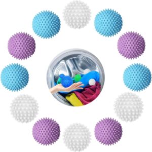 12 Stück Trocknerbälle, Waschball für Waschmaschine Bbälle, Wiederverwendbare Waschkugel Trocknerkugeln für Waschmaschine Wäschetrockner Dryer Bballs Flauschigere Wäsche, Trockner Ball
