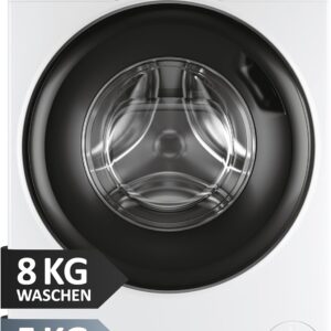 Haier I-PRO SERIE 3 HWD80-B14939 Waschtrockner / 8 kg Waschen / 5 kg Trocknen/Direct Motion Motor – absolut leise/Refresh-Dampfprogramm/Aquastop-Schlauch [Energieklasse D]