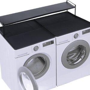 BALAPET Waschmaschinen- und Trockner-Arbeitsplatte mit rutschfester und Waschküchen-Regalmatte, Universal-Frontlader-Wasch- und Trockner-Arbeitsplatten-Set mit Stauraum für Waschküchen-Organisation
