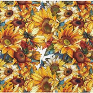 Gelbe Ölgemälde-Gefühl Sonnenblume Spitze Rand Waschtrockner Top Cover mit Seitentasche, stabile Waschmaschinen-Schutzmatte, passend für die meisten Waschmaschinen oder Trockner, 130 x 55,9 cm