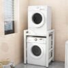 Waschmaschinenregal Überbau Waschmaschinenschrank für Trockner und Waschmaschine mit 3 Höhenverstellbar Waschmaschine Trockner Schrank Tragfähigkeit 350kg (Weiß Weiß)