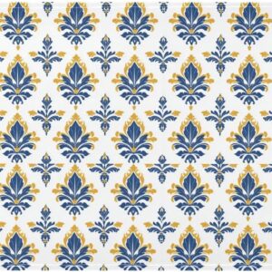 Bohemia Europen Fleur-de-Lis-Muster Blau Gold Spitze Rand Waschtrockner Top Cover mit Seitentasche Staubdicht Waschmaschine Staubschutz Matte passend für die meisten Waschmaschinen oder Trockner 130 x