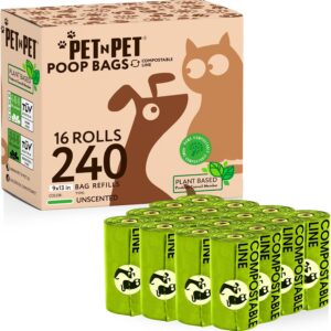 PET N PET Kompostierbarer Hundekotbeutel, 240 Gemüsebeutel für Hunde, langlebige, dicke, auslaufsichere Kotbeutel für Hunde