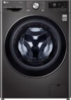 LG F4WV708P2BA, Klasse A, Frontlader-Waschmaschine 8 kg, Wi-Fi, AI Direct Drive, Tiefenreinigung mit Dampf, TurboWash 360°, TRIPLE A, Außentür aus gehärtetem Glas, 60x62x85 cm ꟷ Metallic Black Steel