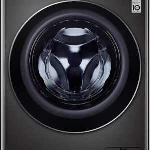 LG F4WV708P2BA, Klasse A, Frontlader-Waschmaschine 8 kg, Wi-Fi, AI Direct Drive, Tiefenreinigung mit Dampf, TurboWash 360°, TRIPLE A, Außentür aus gehärtetem Glas, 60x62x85 cm ꟷ Metallic Black Steel