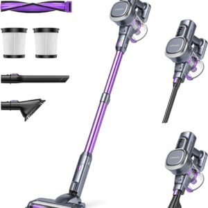 Lubluelu 27000pa Cordless Vacuum Cleaner, 220 W Cordless Vacuum Cleaner, 50 min Running Time with 2 Anti-Separating Brushes and 2 Hard Floor Filters