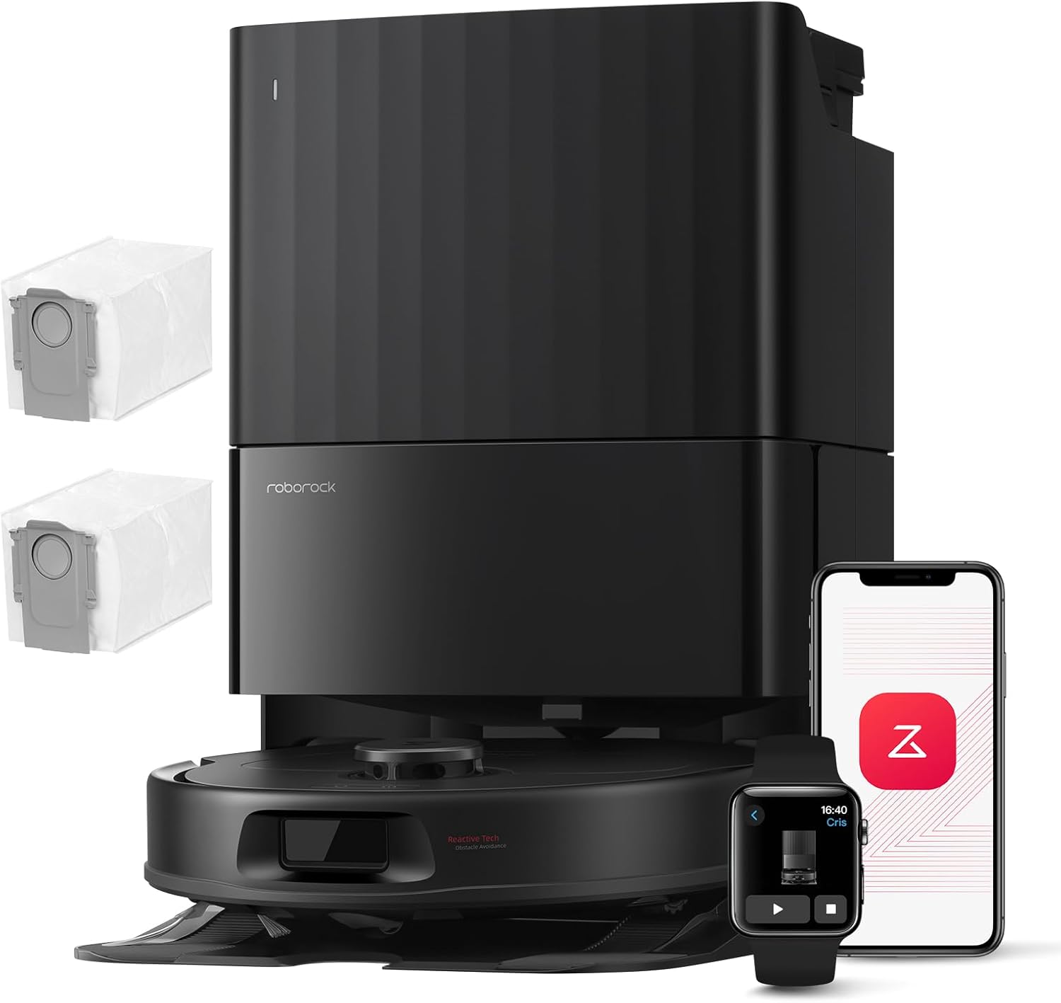 roborock Qrevo Series Robot Vacuum Cleaner with Wiping Function, 8000Pa Suction Power (Improved by Qrevo S), Anti-Tangling Side Brush, Obstacle Avoidance, LiDAR Navigation, All-in-One Dock, Black (QV 35A Set)