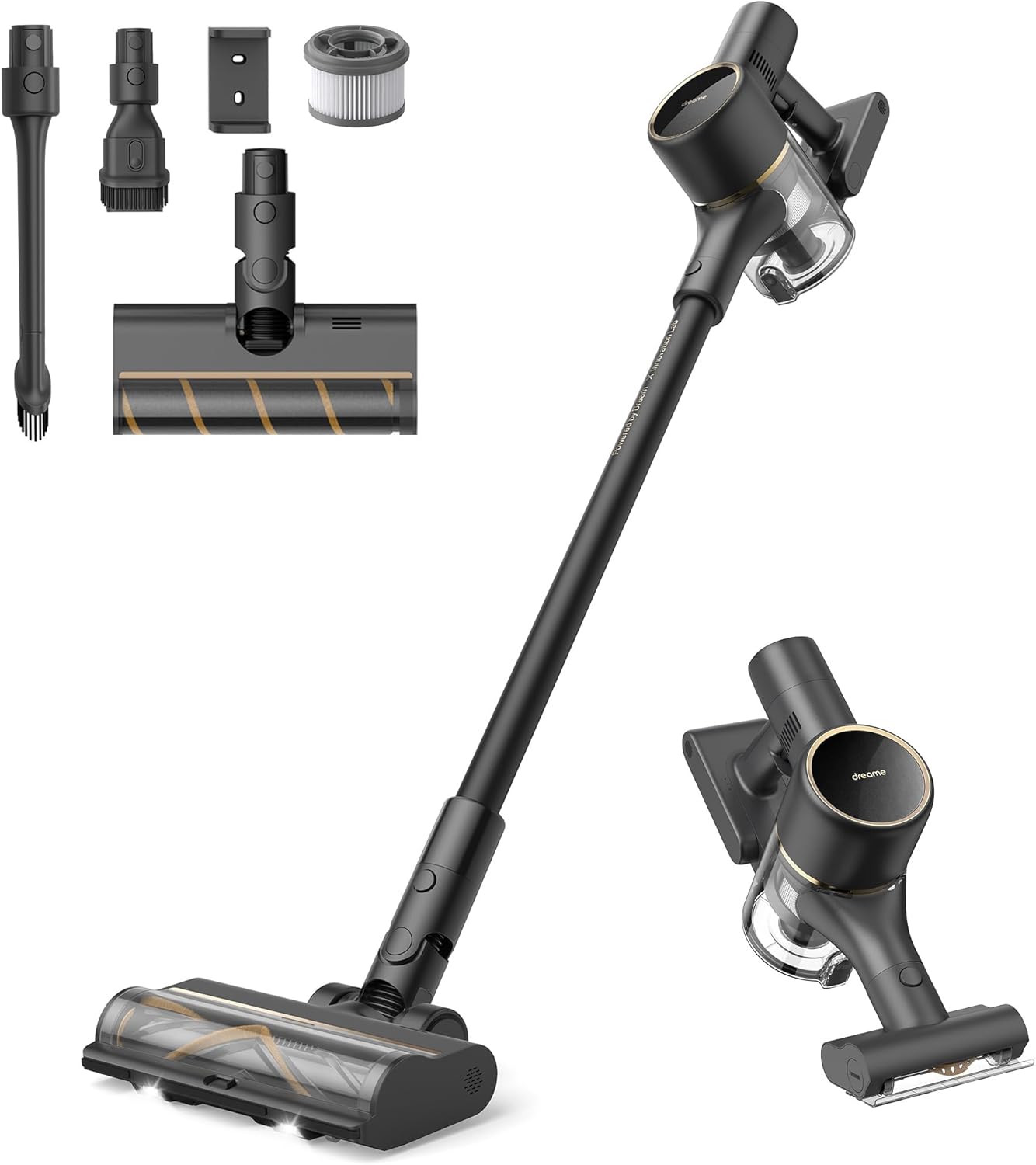 dreame R10 Pro Wireless Vacuum Cleaner, 20,000PA / 150AW Strong Suction Power, 65 Minutes Runtime, Multi-Surface Brush, LED Lights, Ideal for Home and Car Cleaning, Lightweight & Versatile