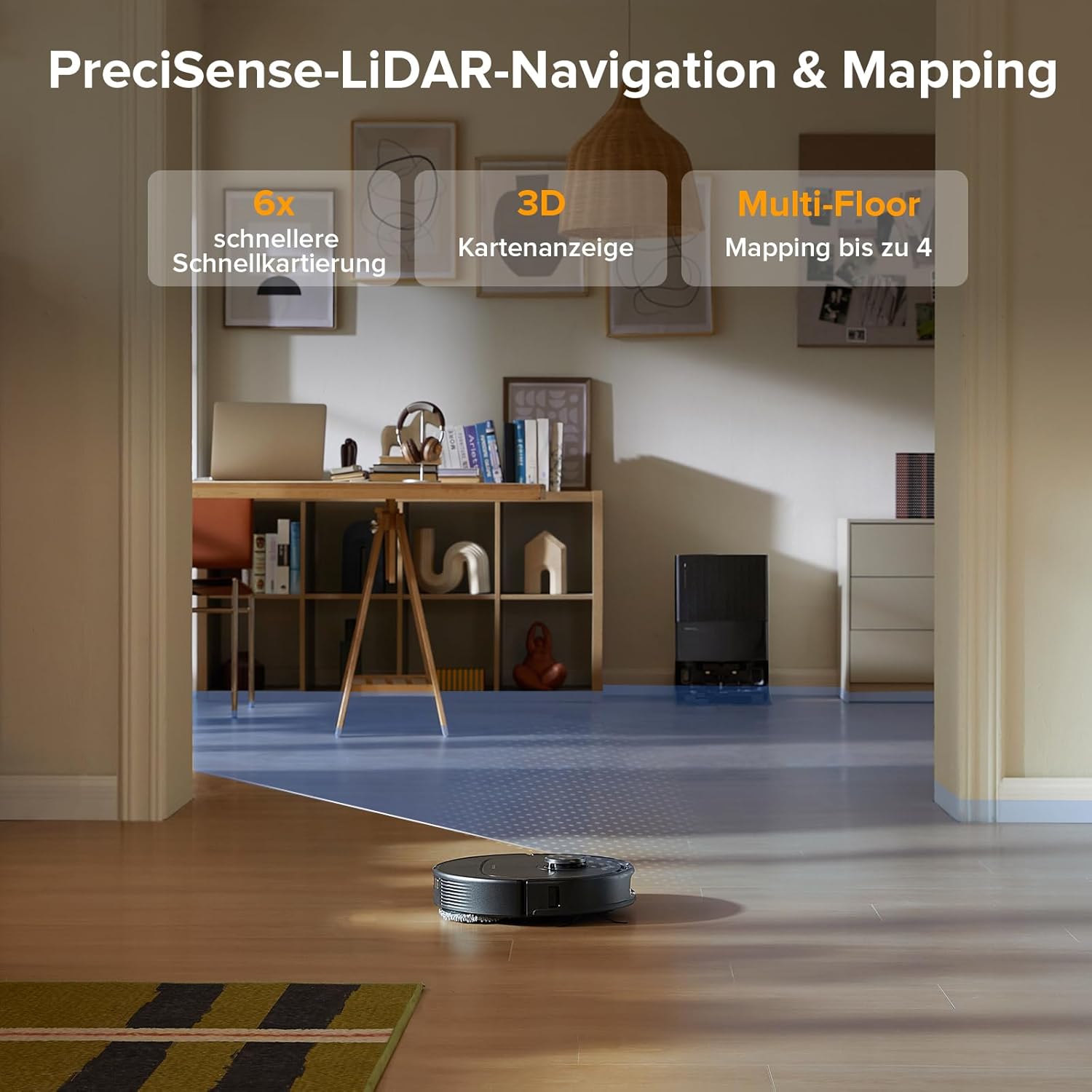 roborock Qrevo Series Robot Vacuum Cleaner with Wiping Function, 8000Pa Suction Power (Improved by Qrevo S), Anti-Tangling Side Brush, Obstacle Avoidance, LiDAR Navigation, All-in-One Dock, Black (QV 35A Set) – Bild 8