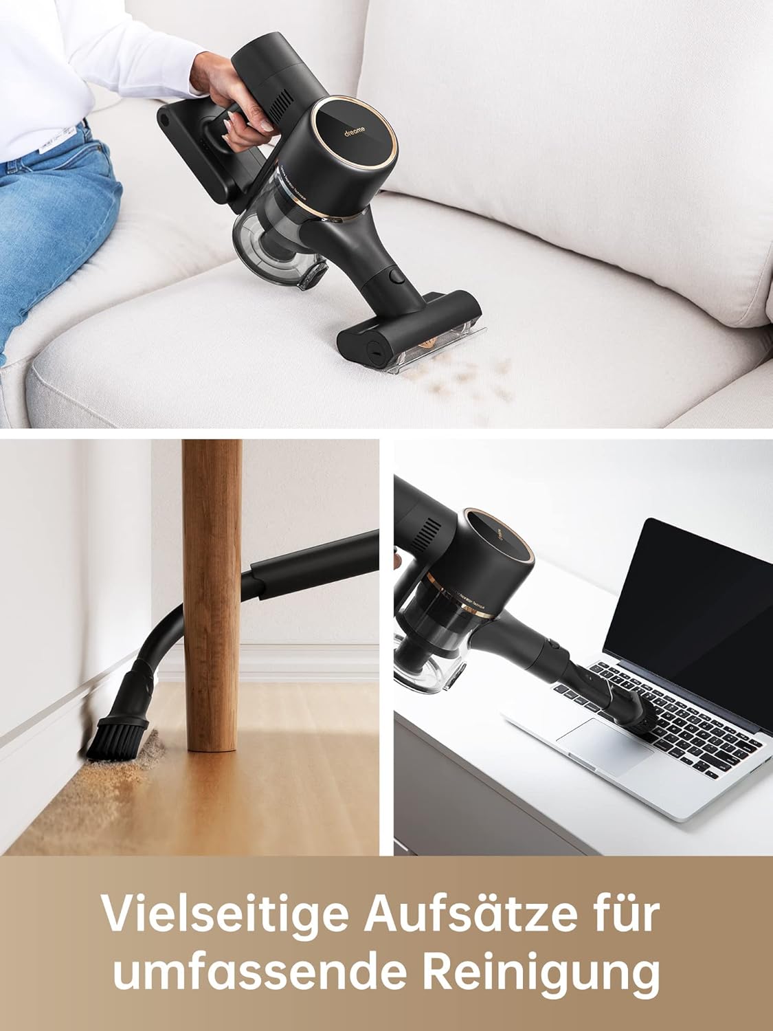 dreame R10 Pro Wireless Vacuum Cleaner, 20,000PA / 150AW Strong Suction Power, 65 Minutes Runtime, Multi-Surface Brush, LED Lights, Ideal for Home and Car Cleaning, Lightweight & Versatile – Bild 5