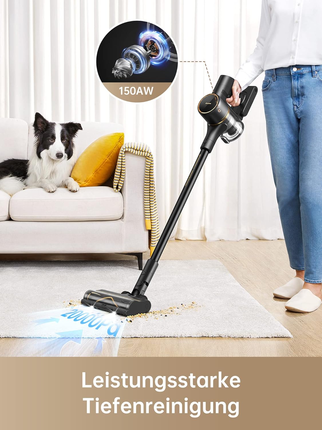 dreame R10 Pro Wireless Vacuum Cleaner, 20,000PA / 150AW Strong Suction Power, 65 Minutes Runtime, Multi-Surface Brush, LED Lights, Ideal for Home and Car Cleaning, Lightweight & Versatile – Bild 2