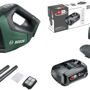 Bosch UniversalVac 18 Battery Vacuum Cleaner (without Battery, 18 Volt System, in Box) + Bosch 18 V Battery and Charger 2.5 Ah (18 V Starter Set, Power for All)
