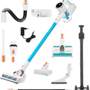 Genius Invictus X7 Facelift Deluxe Cordless Vacuum Cleaner, HEPA Filter, Charging Station, LED Light, Battery Vacuum Cleaner Handheld Vacuum Cleaner Bagless for Hard Floors, Carpet, Pet Hair, up to 60 Minutes, 21-Piece Set
