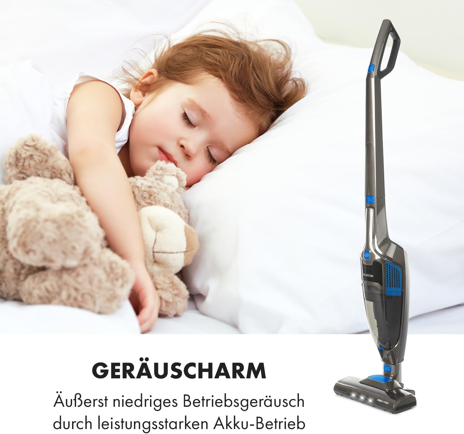 Klarstein TurboHybrid Cyclone Vacuum Cleaner, Battery Vacuum Cleaner, Wireless for 50 Minutes Operating Time (2 Suction Levels, Handheld Vacuum Cleaner, Space-Saving, Li-Ion Anthracite-Blue – Bild 5
