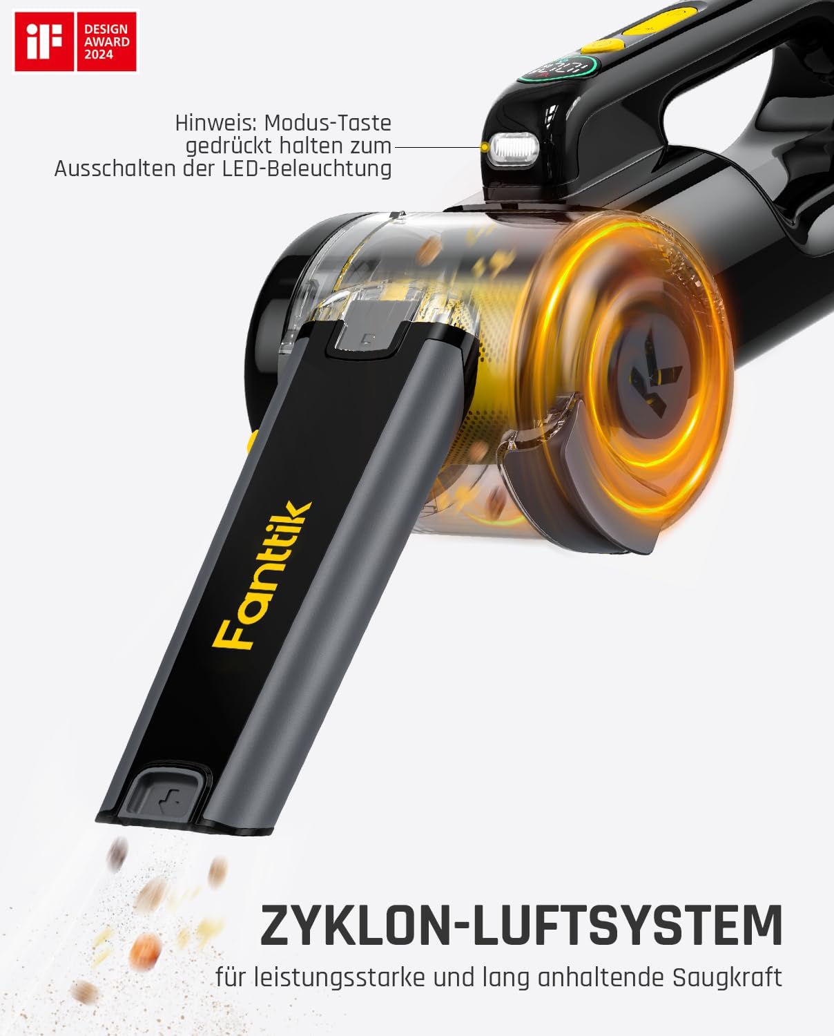 Fanttik Fold V10 APEX Pivot Cordless Handheld Vacuum Cleaner, 17,000 Pa Suction Power, Smart LED Display, Car Vacuum Cleaner for Car & Household, Equipped with Flex Hose, Pet Hair Brush and Other – Bild 4