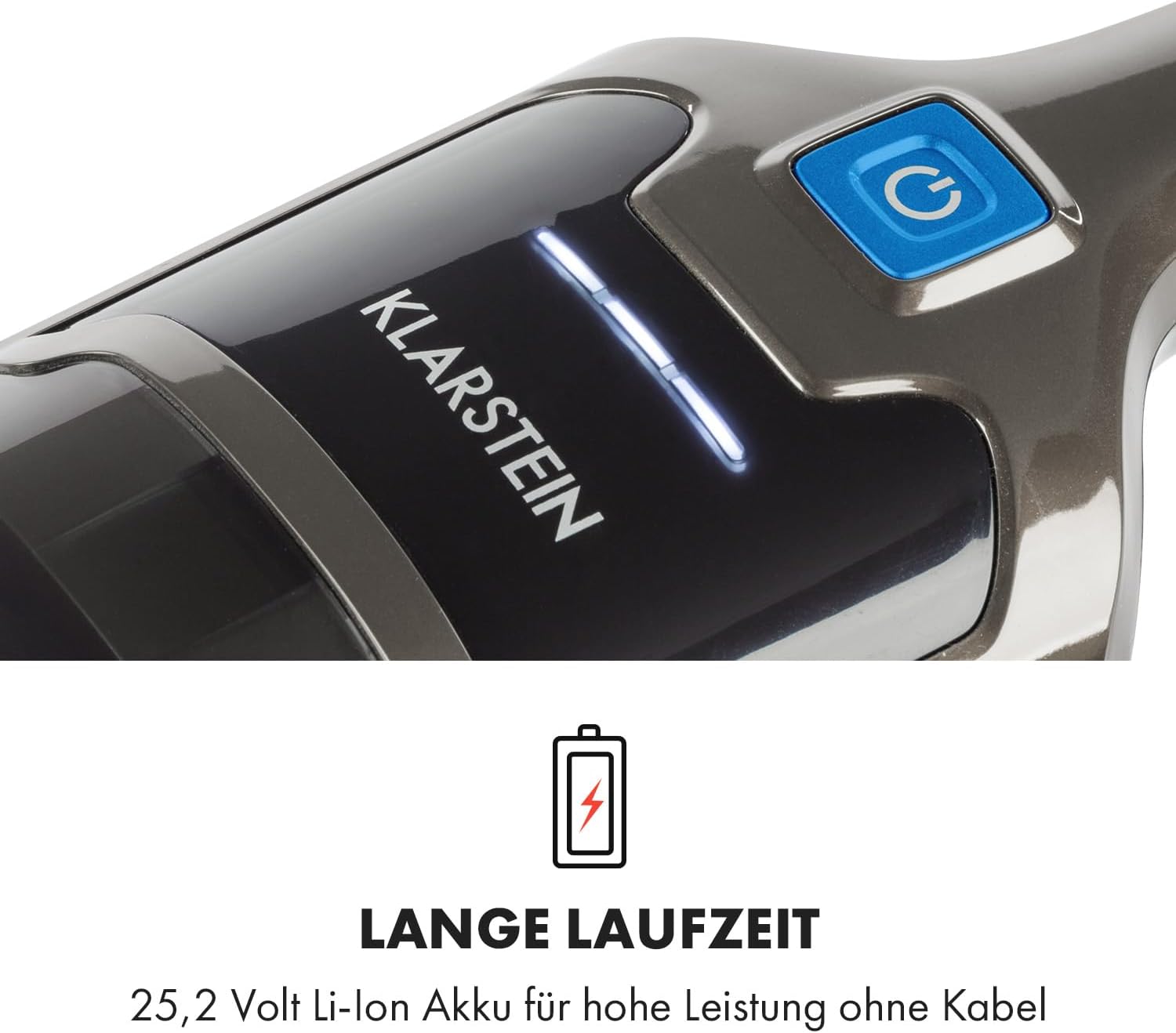 Klarstein TurboHybrid Cyclone Vacuum Cleaner, Battery Vacuum Cleaner, Wireless for 50 Minutes Operating Time (2 Suction Levels, Handheld Vacuum Cleaner, Space-Saving, Li-Ion Anthracite-Blue – Bild 4