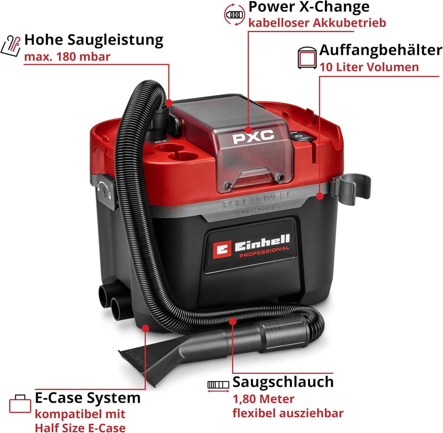 Einhell Professional Cordless Wet/Dry Vacuum Cleaner TP-VC 18/10 Li BL – Bild 3