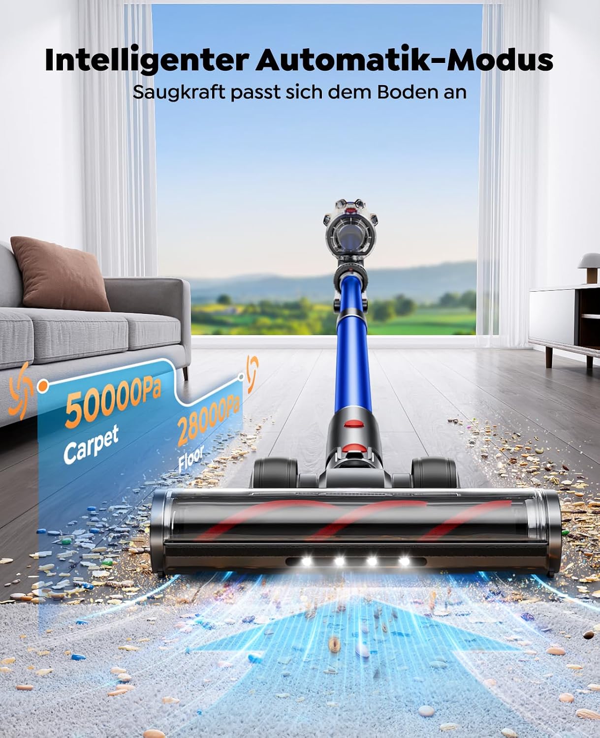 Fieety 130 Min/50 kPa/600 W Cordless Vacuum Cleaner with 2 Batteries – Bild 4