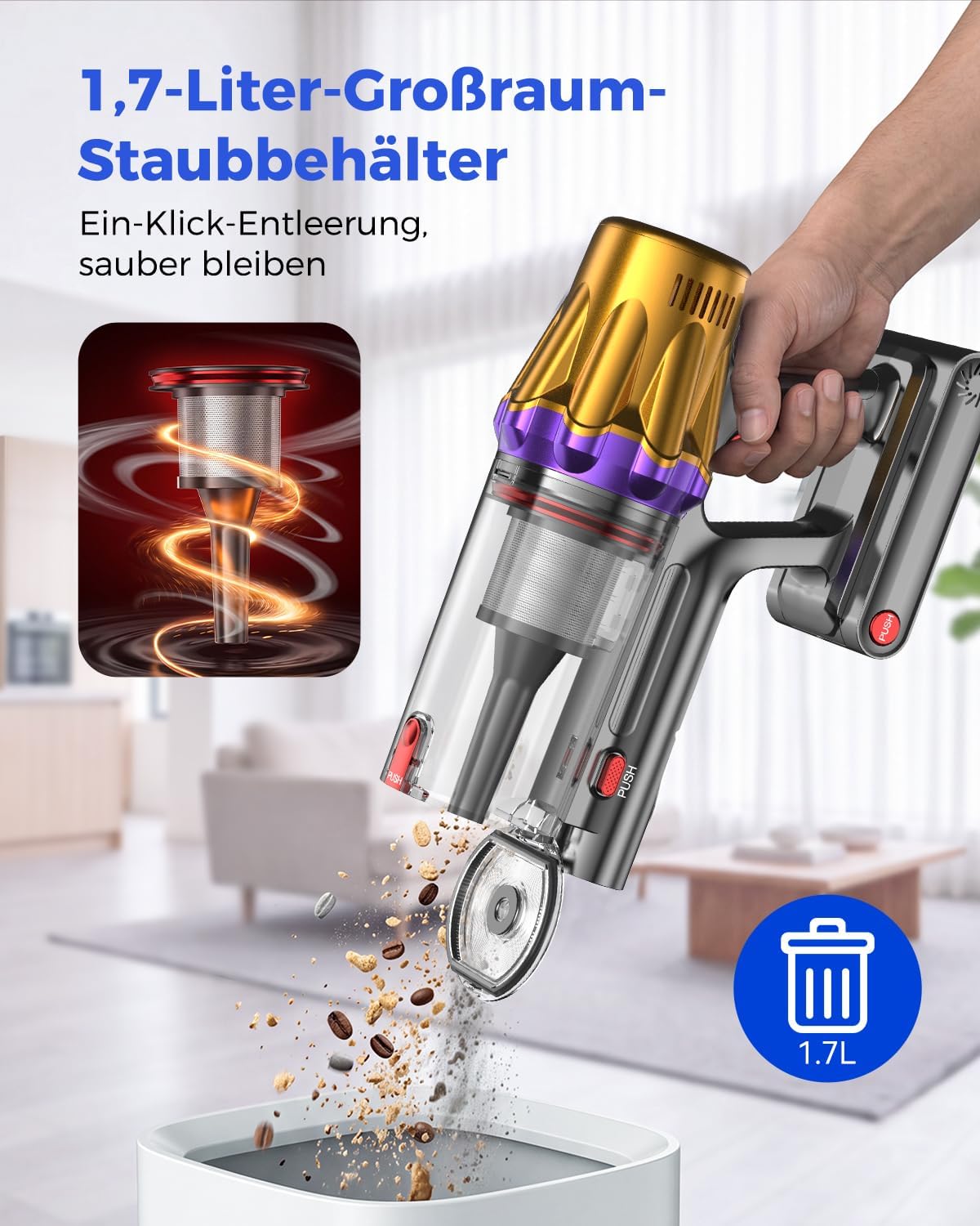 aonus Battery Vacuum Cleaner 60000Pa 650W 80Min Wireless Vacuum Cleaner – Bild 7
