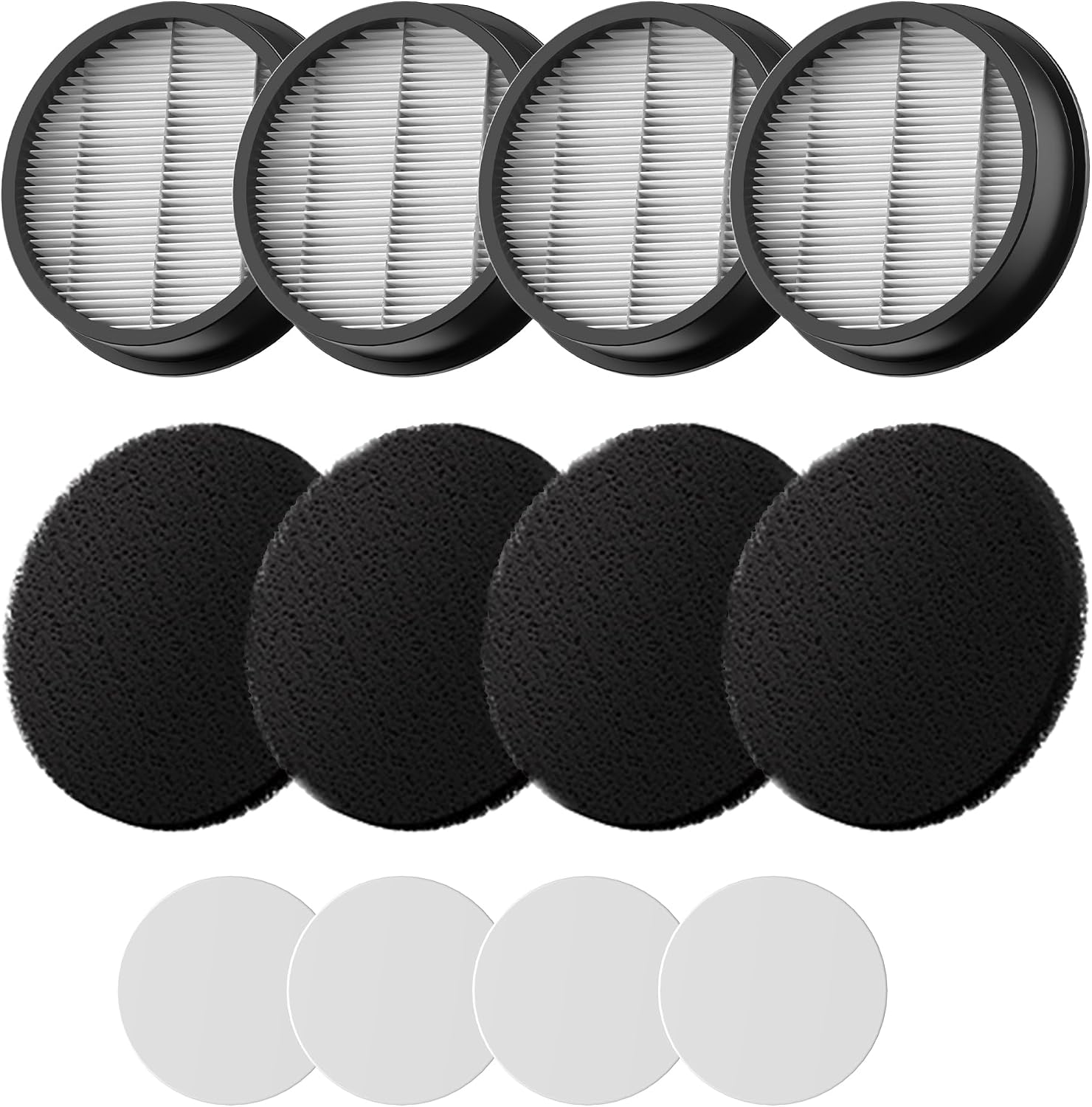 Fieety Ultra 11 Vacuum Cleaner Accessories - Filter Kit (4 Aroma Tablets + 4 HEPA High Performance Filters + 4 Sponge Filters)