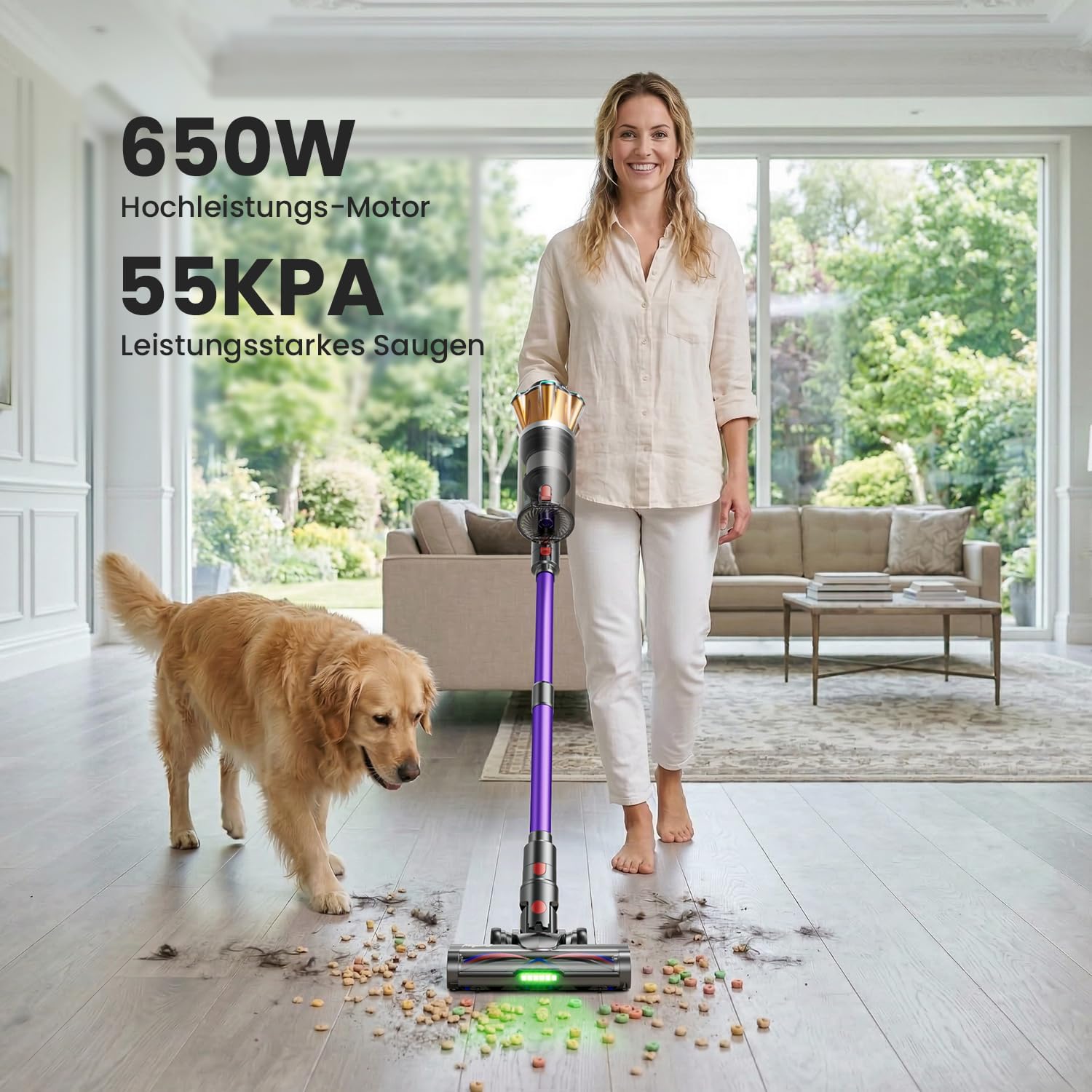 Cordless Vacuum Cleaner 650W/55kPa/70Min with Hurricane Mode – Bild 2