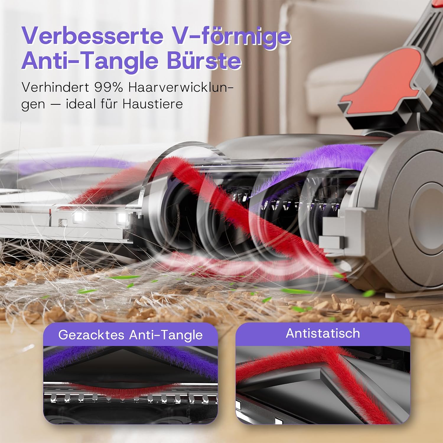 V16 Cordless Vacuum Cleaner 55000Pa 600W 80min Running Time – Bild 7