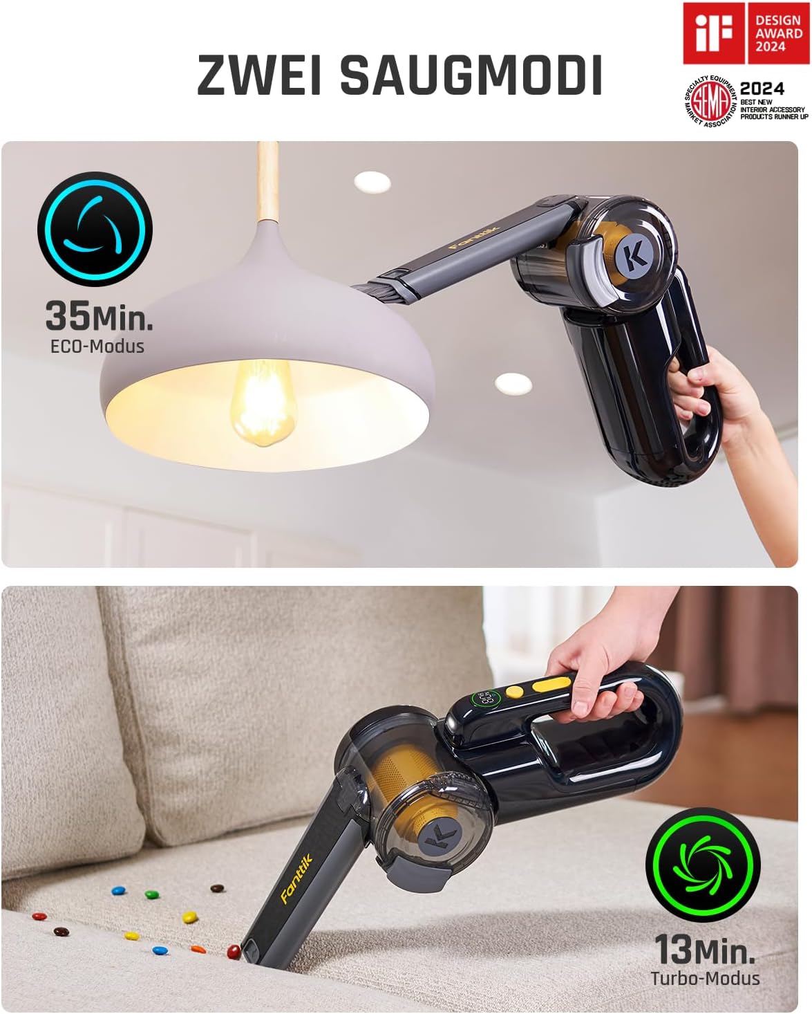 Fanttik Fold V10 APEX Pivot Cordless Handheld Vacuum Cleaner, 17,000 Pa Suction Power, Smart LED Display, Car Vacuum Cleaner for Car & Household, Equipped with Flex Hose, Pet Hair Brush and Other – Bild 7