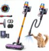 Fieety Battery Vacuum Cleaner 55 KPa/650 W/80 Min, 1.8 L Wireless Vacuum Cleaner with Automatic Mode, 1.5 m Hose, Wall Charging Station, Fragrance Function, Ultrasound for Pet Hair/Carpets/Hard Floors