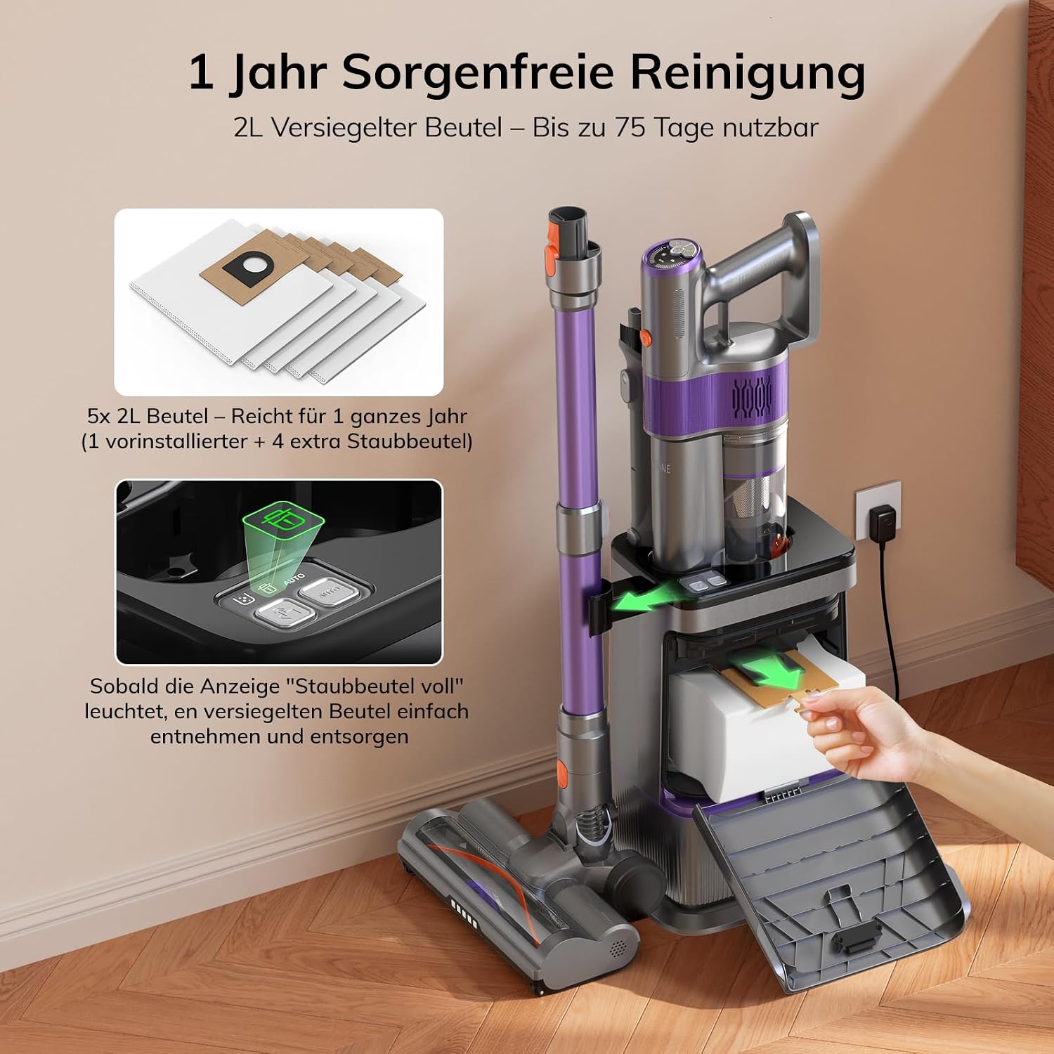 S90 Pro Cordless Vacuum Cleaner with Suction Station 35kPa/350W – Bild 5