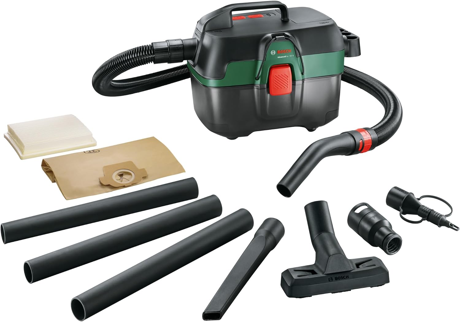 Bosch AdvancedVac 18V-8 Battery Wet and Dry Vacuum Cleaner (without Battery, 18 Volt System, with Accessory Set, in Box)