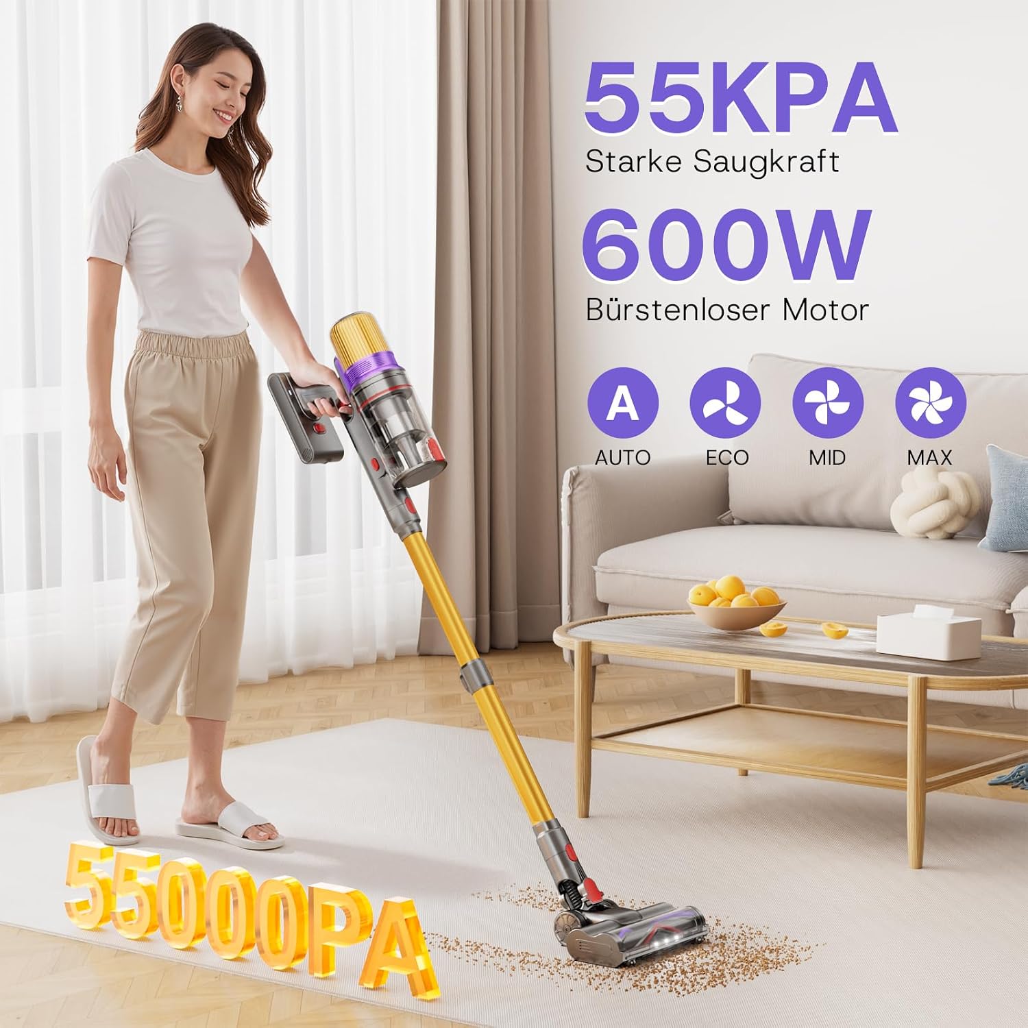 V16 Cordless Vacuum Cleaner 55000Pa 600W 80min Running Time – Bild 2