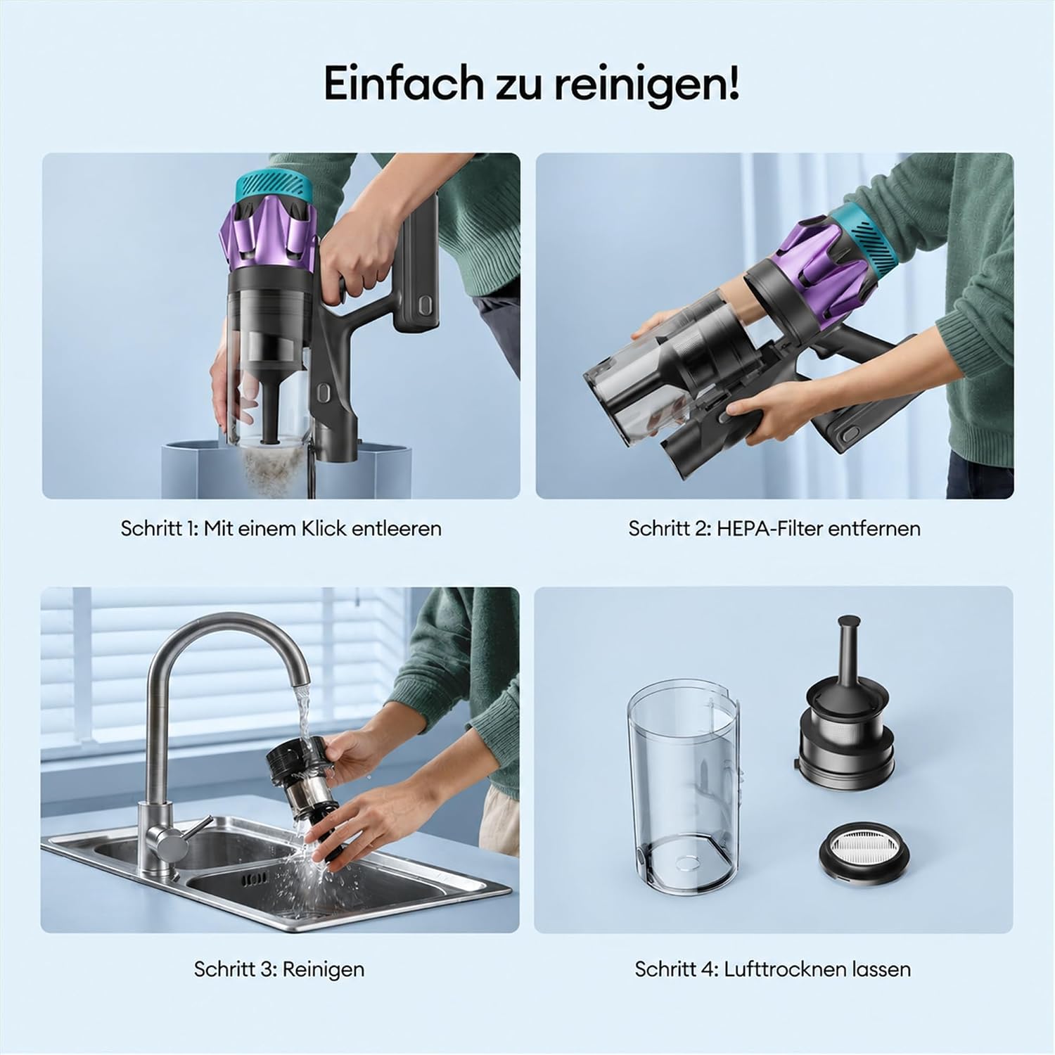 Ultenic Akku Staubsauger Kabellos 55KPa/600W/80Min – Bild 10