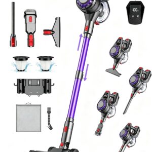Akku Staubsauger Kabellos 45kPa 50Mins 480W, für Böden Teppiche Tierhaare