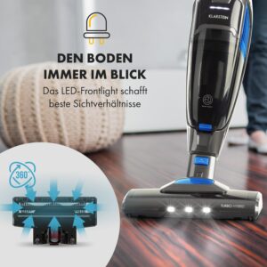 Klarstein TurboHybrid Cyclone Vacuum Cleaner, Battery Vacuum Cleaner, Wireless for 50 Minutes Operating Time (2 Suction Levels, Handheld Vacuum Cleaner, Space-Saving, Li-Ion Anthracite-Blue