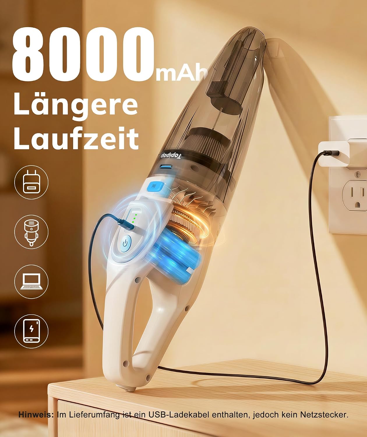 Topipop Handheld Vacuum Cleaner Battery Wireless Handheld Vacuum Cleaner – Bild 6